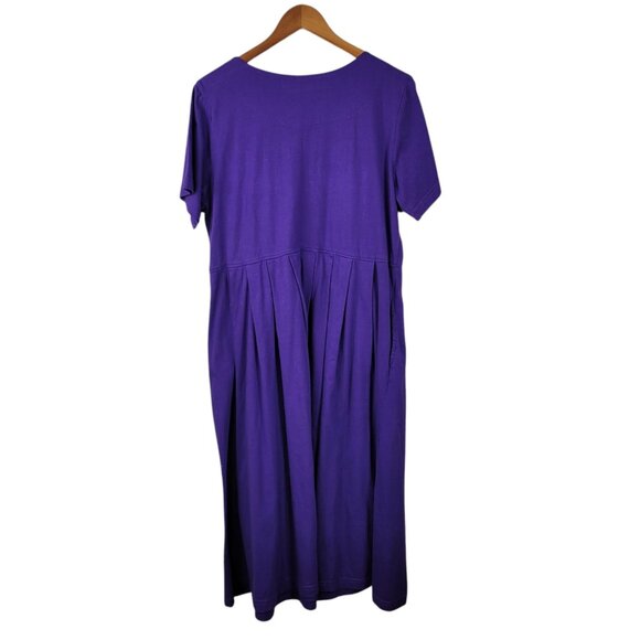 Vintage Shirt Dress Size Large Maxi Long Modest Purple Pockets Pleated Skirt - Picture 5 of 6